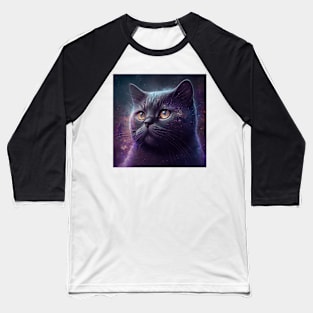 Galactic Black British Shorthair Baseball T-Shirt